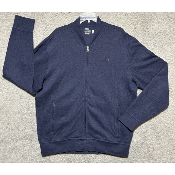 Polo Ralph Lauren Mens Classics Navy Blue Zip Up Fleece Jacket Sz XLRN41381‎